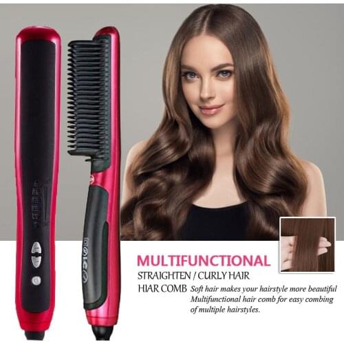 Hair Straightener Styling Comb Straightening Brush Electric Hot Heating Hair Straight Styling Tools Professional Curling Brushes
