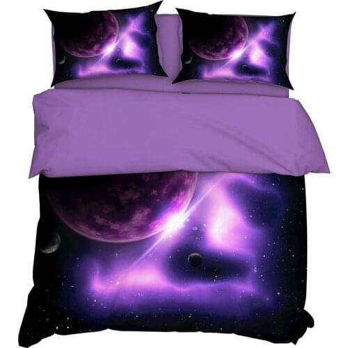 YuXiu 3D Printed Purple Planet Duvet Covers 3Pcs Set Bedding Sets Bed Linens Cover Pillowcase King Queen Full Full Home Texitle