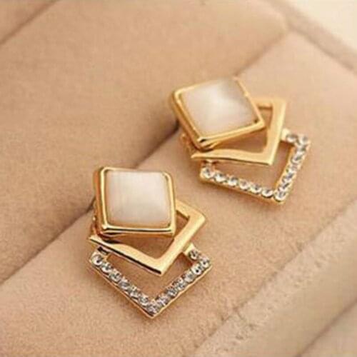 Fashion jewelry bohemian ol earrings temperament ladies elegant luxury earrings opal three-dimensional geometric earrings