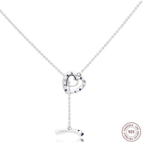 Bright Hearts Necklace 925 Sterling Silver Collares Pendant Necklaces for Women Original Silver 925 Jewelry bijoux femme