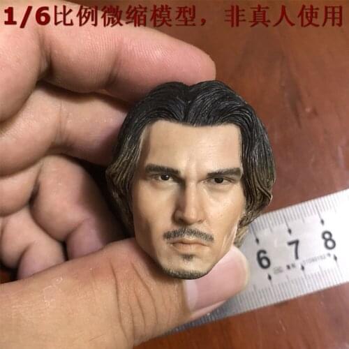 1/6 Scale Male Head Sculpt Depp Tough Guy Head Carving Figure Model Collection for 12'' Action Figure