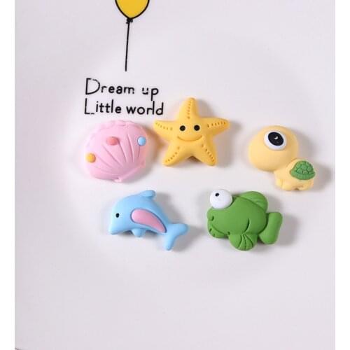 15Pcs Kawaii Cartoon Starfish Tortoise Flat back Resin Cabochon Accessories Scrapbooking Craft DIY Hair Bows Center Decoration