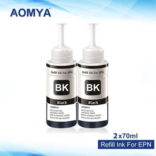 2Black*70ml Printer Refill ink For Epson Printer L355 L350 L362 L366 L550 L555 L566 L800 L801 L805 L100 L110 L120 L132 L210 L222