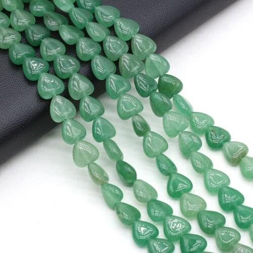 20pcs Natural Stone Beads Fashion Heart Shape Green Aventurine Loose Beaded for Making Necklace Bracelet Accessories 10x10x5mm