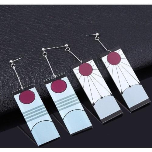 2021 Anime Acrylic Drop Earrings Demon Slayer Kimetsu no Yaiba Blade of Ghost Earings Women Men Cosplay Jewelry Accessories Gift