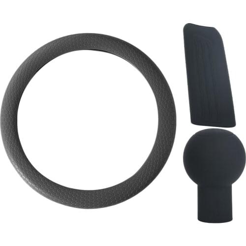 3 Pcs Auto Soft Silicone Steering Wheel Covers Handbrake Cover Gear Shift Cover Non-Slip Universal Car Decoration
