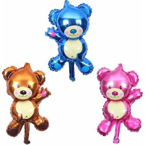 3Pcs Mini Teddy Bear Blue/Pink/Coffee Aluminium Foil Balloon Childrens Toys 100days Birthday Party Toy Wedding Gift Decoration