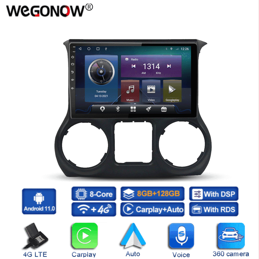 360 Panoramic Camera CanBus 6GB+128GB Android 10.0 Car DVD Player GPS WIFI Bluetooth RDS Radio For Jeep Wrangler 3 JK 2010-2017