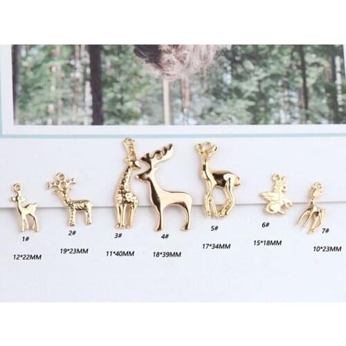6pcs Diy Jewelry Accessories Alloy Forest Geometry Elk Earrings Material Bracelet Base Metal Necklace pendant Wholesale Pendant