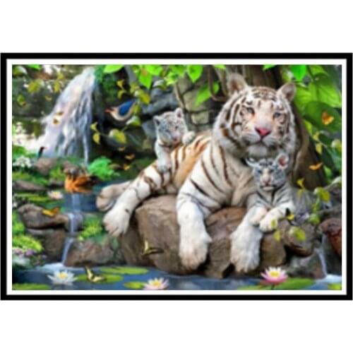 DIY 5D diamond painting handmade cross stitch cartoon animal tiger round diamond home decoration wall sticker design handma