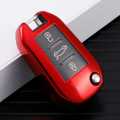 TPU Car Parts Flip Key Case For Peugeot 107 206 207 208 306 307 301 308S 407 2008 3008 4008 5008 RCZ 308 508 408 Fob Shell Cover
