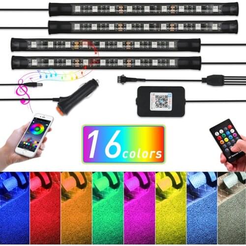 Flexible Car LED Strip Music Sound Remote APP Control with Cigarette Lighter 5050 36SMD LED Ambient Lights Auto Atmosphere Lamp