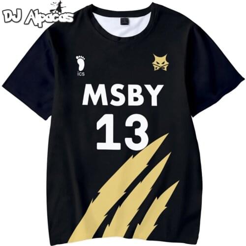 Haikyuu MSBY Black Jackal 3D Summer T-shirt Cartoon Tees O-neck Fashion Short Sleeve Piece Cartoon Casual Anime Women/men/kids