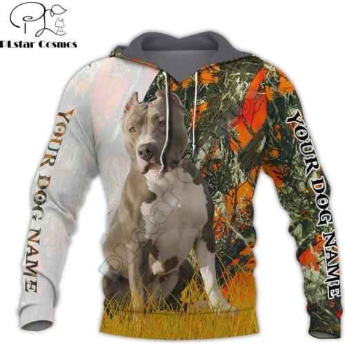 Customized Your Name Pitbull Dog Hunting 3D Printed Unisex Deluxe Hoodie Casual Sweatshirt Zip Jacket sudadera hombre DW0357