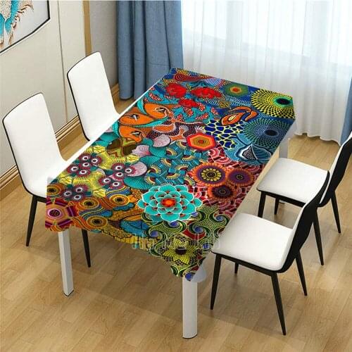 Psychedelic Mandala Abstraction Design Tablecloth Dining Decoration