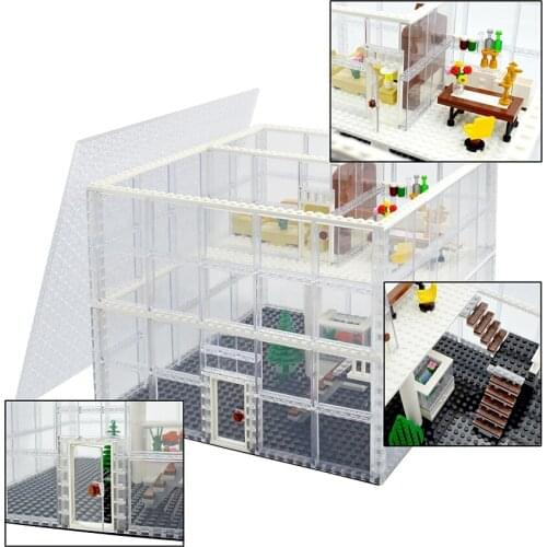 Locking Classic Greenhouse Set City Streetview Architectural Building Blocks Glass House MOC Building Brick For Friend Girl Toys