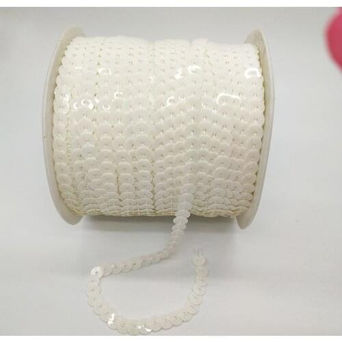 LNHOME 100 Yards/Roll 6mm Flat Sequins Roll Creamy White Sequins Roll Trim Confetti Bags/Shoes/Clothing Sewing Christmas Sequins