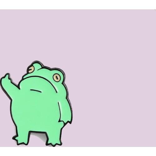 Cartoon Handsome Frog Vertical Enamel Pin Fashion Green Brooch Backpack Clothes Lapel Pin Animal Jewelry Gift for Friends