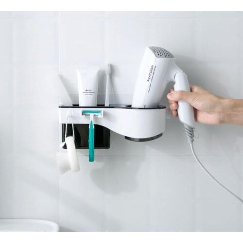 Wall Mounted Bathroom Shelf Sorage Rack Hair Dryer Holder Shower Caddy Shampoo Cosmetic Shaver Holder Bathroom Organizer