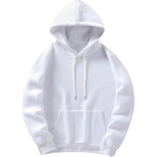 PARKLEES Casual Men Solid Long Sleeve Pocket Harajuku Hooded Sweatshirt Loose Drawstring Fleece Hoodie Sports Top Pullover