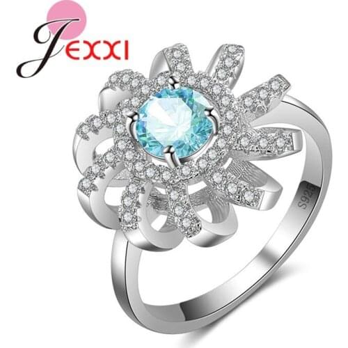 Five Color Choose New Trendy Sun Flower Ring for Women Ladies Pure 925 Sterling Silver Ring Best Jewelry Gift