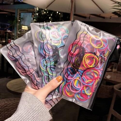 100pcs/Pack Girls Colorful Hair Rope Small Disposable Rubber Bands Ponytail Holder Elastic Hair Bands Fashion Hair Accessories