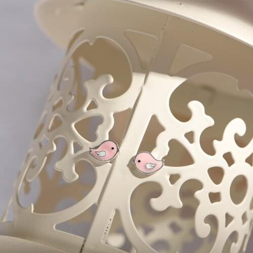 Lidavi 925 Silver Sweet Cute Pink Enamel Bird Stud Earrings for Kids Children Girls Lovely Animal Jewelry For Women Gift VES6204