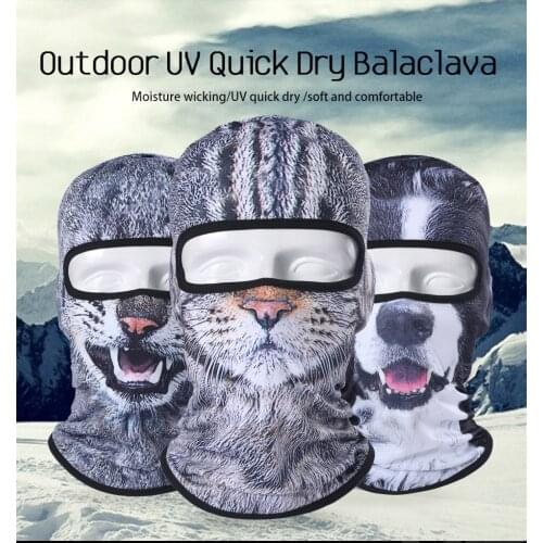 3D Cat Dog Cute Animal Balaclava Windproof Beanie Funny Helmet Liner Cool Winter Hat Warmer Full Face Cap Women Men Face Cap