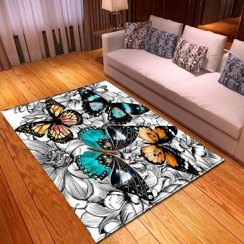 Modern Living Room Carpet 3D Butterfly Bedroom Mat Soft Flannel Children Play Rug for Childrens Room Balcony Hallway Area Rug