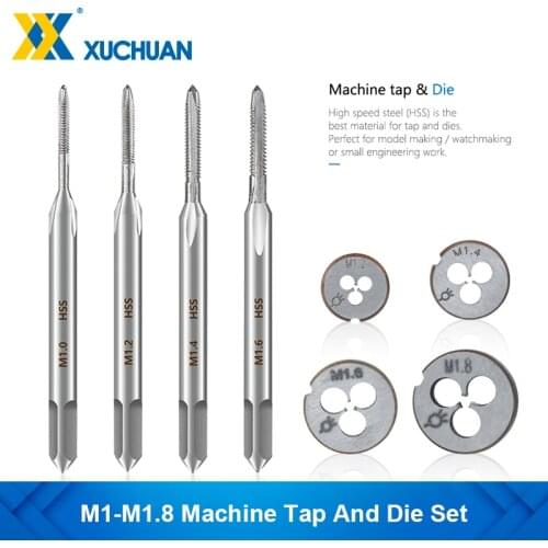 Machine Tap And Die Set M1 M1.2 M1.4 M1.6 M1.7 M1.8 HSS Tap Die Set Metric Drill Machine Screw Thread Tap&Die Threading Tool