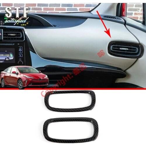 Carbon Fiber Style Interior Air-Condition Vent Outlet Cover Trim For Toyota Prius 2018 2019 2020