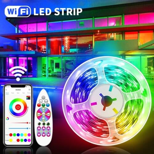 5M 10M 15M Waterproof LED Strip 5050 RGB DC 12V Ribbon LED Light Strip 5V RGB Tape SMD Flexible Diode Tape Holiday Party Bedroom