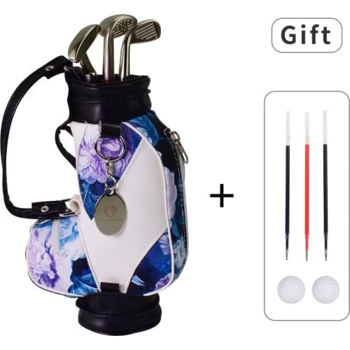 Unique Violet Flower Christmas Golf Gift for Women Golfer Coworker Office Home Desk Decor Golf Pens Set with Golf Bag Holder