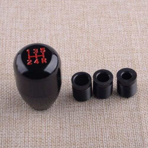 5 Speed Type-R Universal Gear Stick Shift Shifter Knob with 8mm 10mm 12mm Threaded Adapter for Manual Transmission Cars