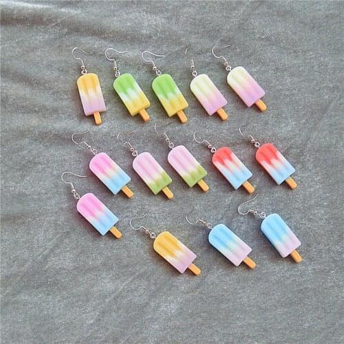 1Pair Drop Earrings Cute Multicolor Ice Cream Artificial Fake Food Handmade Resin Earrings Jewelry For Woman And Children