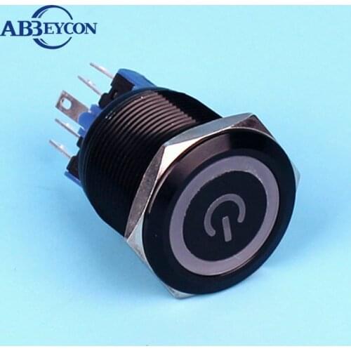 2257 latching IP67 22mm PA66 pin type push button switch plastic 22mm switch