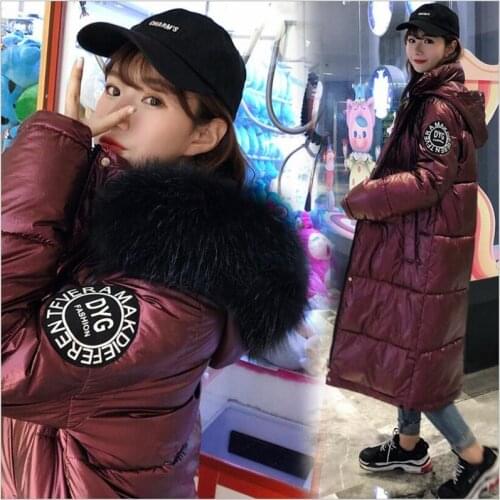 Winter Jacket Women Parkas 2019 New Fashion Thick Cotton Coats Fur Hooded Women Outerwear Warm Glossy Jackets Female Z233