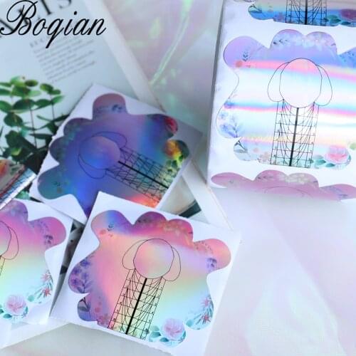 BQAN 100/300PCS Gradient Laser Nail Form Tips Nail Art Guide Extension French DIY Tool Acrylic UV Gel Nail Paper