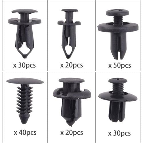 190pcs/Set Car Bumper Fender Fastener Push Pin Rivets Clip Plastic Black Fit for Honda Civic Accord CRV 108F2134