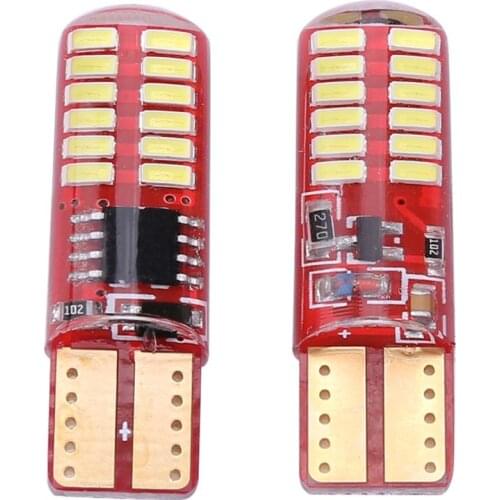 2Pcs 12V 5W Car Width Light Bulb Waterproof Silicone Lamp T10 24LED 3014 SMD 6000K Auto Light-emitting Diode Clearance Lamp