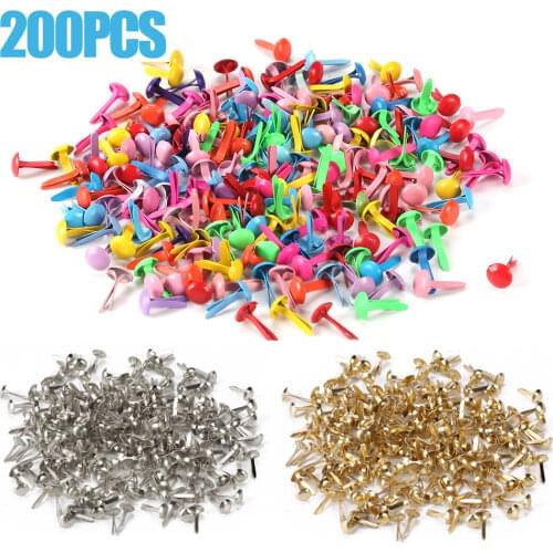 200pcs Mixed Round Scrapbooking Embellishment Fastener Brads Metal Crafts For Diy Handicrafts Decoration Nail Wallet Decor