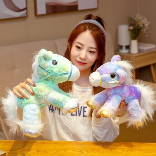 25cm tie-dyed Horse Plush Toy Soft Stuffed Popular Cartoon Unicorn Doll Animal Horse Toy High Quality Toys for Children Girls
