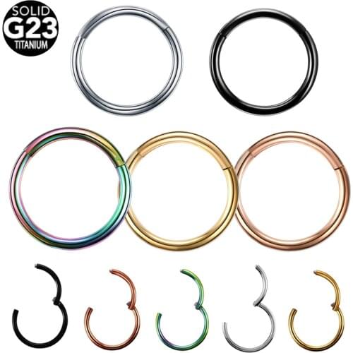 50pcs/lot Titanium Hinged Segment Nose Ear Septum Rings Lip Nose Eyebrow Nipple Clicker Cartilage Tragus Piercings Body Jewelry