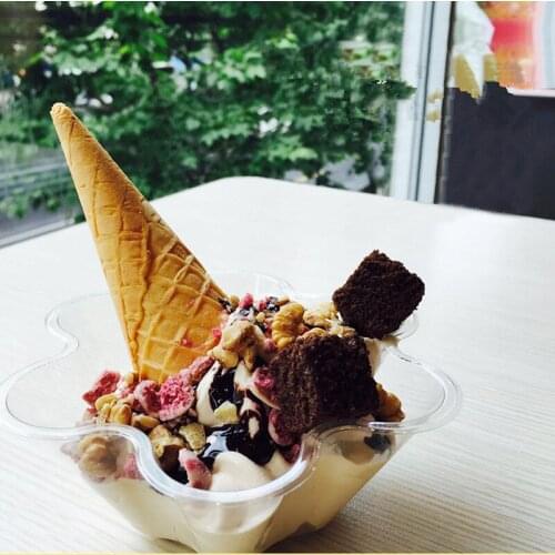 50pcs Disposable ice cream cup 250ml transparent creative party dessert cups diy baking decoration pudding cake bowl with spoon