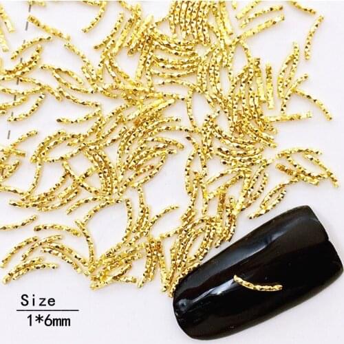 500Pcs/Lot 1*6mm Gold Silver Mini Curve Spiral Rods Metal Alloy Nail Art Decorations 3D Nail Sticker/Charms for Manicure