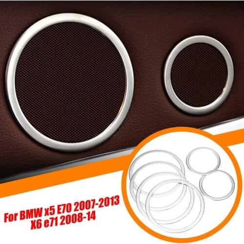 6pcs Stainless Door Speaker Ring Cover Trim Interior Trim Side Door Speaker Decoration for BMW X5 E70 2007-2013/X6 e71 2008-2014