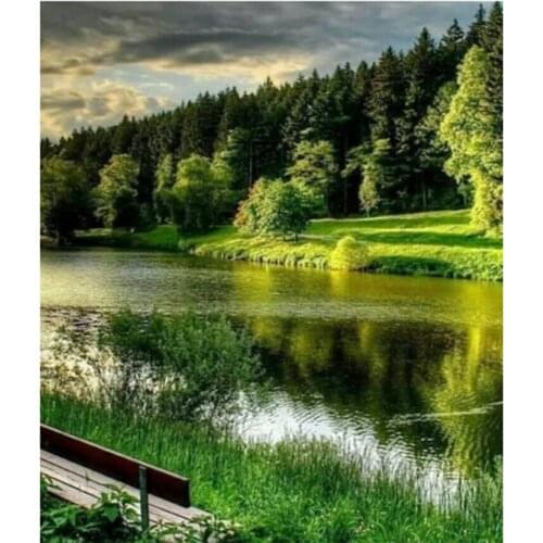 5D DIY Diamond Painting Landscape Forest Radius Diamond Mosaic Picture Cross Stitch Home Decoration Handmade Gift WG2195