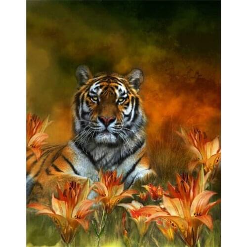 A5570R diy diamond embroidery painting Rhinestone Pasted diamond cross stitch Tool Kits Animal tigers painting mosaic embroidery
