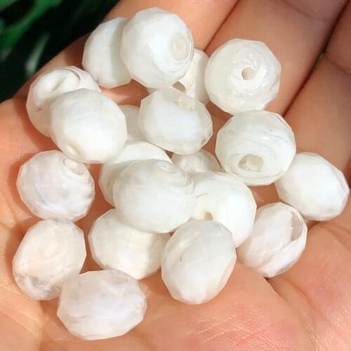 12mm Large Murano White Lampwork Crystal Glass Beads Faceted Rondelle Spacer Beads For Jewelry Making Diy Bracelet Accessories