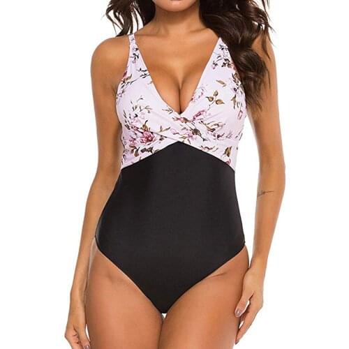 One-piece Women Flowers Print Bikini Mujer Set Swimwear Plus Size Push-Up Swimsuit Bathing Suit For Girls Kупальник Женский